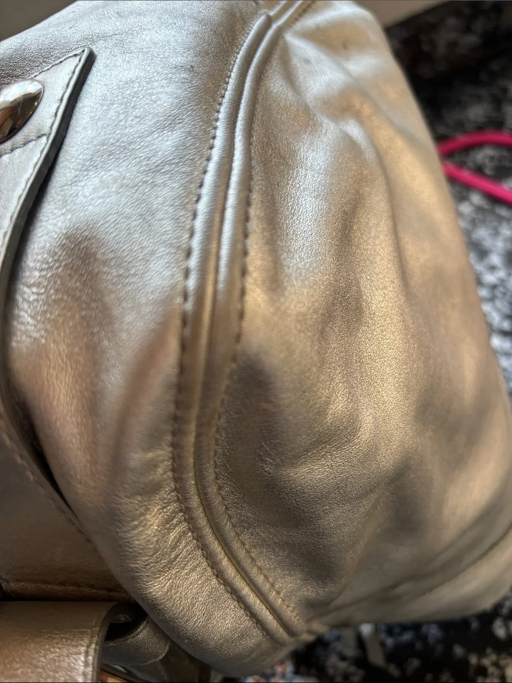 Coach Metallic Silver Leather Zoe Hobo Shoulder Bag